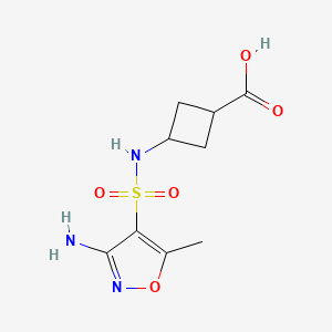 molecular formula C9H13N3O5S B7450009 3-[(3-Amino-5-methyl-1,2-oxazol-4-yl)sulfonylamino]cyclobutane-1-carboxylic acid 