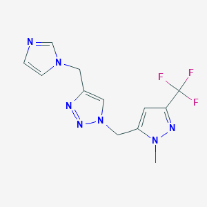 molecular formula C12H12F3N7 B7450025 4-(Imidazol-1-ylmethyl)-1-[[2-methyl-5-(trifluoromethyl)pyrazol-3-yl]methyl]triazole 