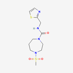 molecular formula C11H18N4O3S2 B7450056 4-methylsulfonyl-N-(1,3-thiazol-2-ylmethyl)-1,4-diazepane-1-carboxamide 