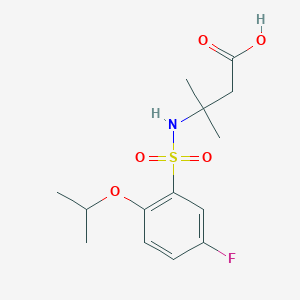 molecular formula C14H20FNO5S B7450059 3-[(5-Fluoro-2-propan-2-yloxyphenyl)sulfonylamino]-3-methylbutanoic acid 