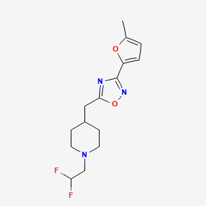 molecular formula C15H19F2N3O2 B7450089 5-[[1-(2,2-Difluoroethyl)piperidin-4-yl]methyl]-3-(5-methylfuran-2-yl)-1,2,4-oxadiazole 