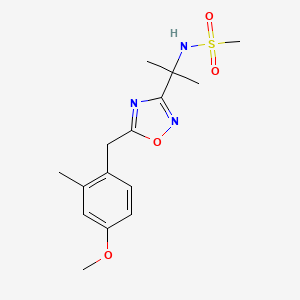 molecular formula C15H21N3O4S B7450111 N-[2-[5-[(4-methoxy-2-methylphenyl)methyl]-1,2,4-oxadiazol-3-yl]propan-2-yl]methanesulfonamide 