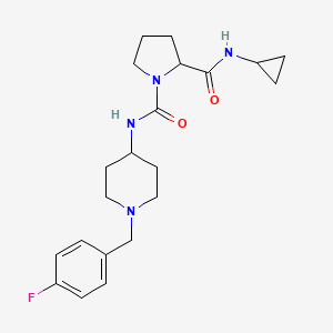 molecular formula C21H29FN4O2 B7450199 2-N-cyclopropyl-1-N-[1-[(4-fluorophenyl)methyl]piperidin-4-yl]pyrrolidine-1,2-dicarboxamide 