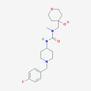 molecular formula C20H30FN3O3 B7450241 3-[1-[(4-Fluorophenyl)methyl]piperidin-4-yl]-1-[(4-hydroxyoxan-4-yl)methyl]-1-methylurea 