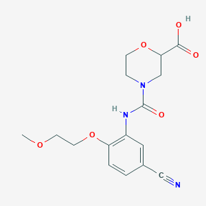 molecular formula C16H19N3O6 B7450285 4-[[5-Cyano-2-(2-methoxyethoxy)phenyl]carbamoyl]morpholine-2-carboxylic acid 