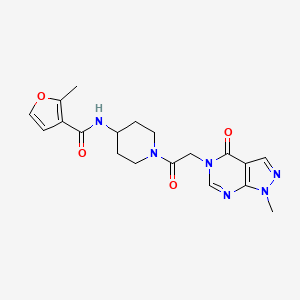 molecular formula C19H22N6O4 B7450290 2-methyl-N-[1-[2-(1-methyl-4-oxopyrazolo[3,4-d]pyrimidin-5-yl)acetyl]piperidin-4-yl]furan-3-carboxamide 