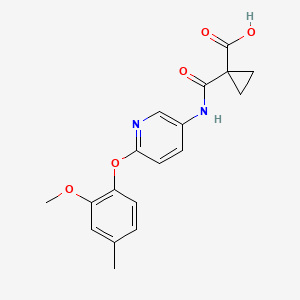 molecular formula C18H18N2O5 B7450307 1-[[6-(2-Methoxy-4-methylphenoxy)pyridin-3-yl]carbamoyl]cyclopropane-1-carboxylic acid 