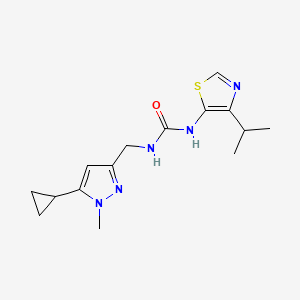 molecular formula C15H21N5OS B7450308 1-[(5-Cyclopropyl-1-methylpyrazol-3-yl)methyl]-3-(4-propan-2-yl-1,3-thiazol-5-yl)urea 