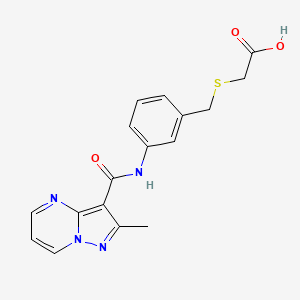 2-[[3-[(2-Methylpyrazolo[1,5-a]pyrimidine-3-carbonyl)amino]phenyl]methylsulfanyl]acetic acid