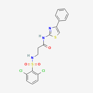 molecular formula C18H15Cl2N3O3S2 B7450347 3-[(2,6-dichlorophenyl)sulfonylamino]-N-(4-phenyl-1,3-thiazol-2-yl)propanamide 