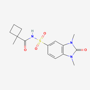 molecular formula C15H19N3O4S B7450369 N-(1,3-dimethyl-2-oxobenzimidazol-5-yl)sulfonyl-1-methylcyclobutane-1-carboxamide 