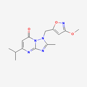 molecular formula C14H17N5O3 B7450374 1-[(3-Methoxy-1,2-oxazol-5-yl)methyl]-2-methyl-5-propan-2-yl-[1,2,4]triazolo[1,5-a]pyrimidin-7-one 