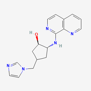 molecular formula C17H19N5O B7450383 (1R,2R)-4-(imidazol-1-ylmethyl)-2-(1,7-naphthyridin-8-ylamino)cyclopentan-1-ol 