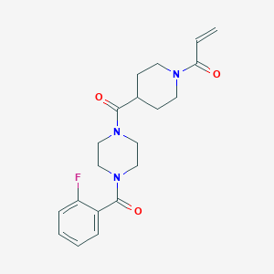 molecular formula C20H24FN3O3 B7450431 1-{4-[4-(2-Fluorobenzoyl)piperazine-1-carbonyl]piperidin-1-yl}prop-2-en-1-one 