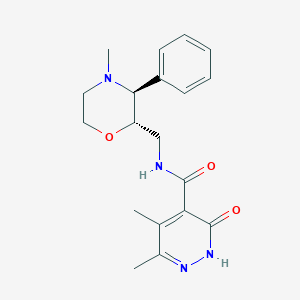 3,4-dimethyl-N-[[(2S,3S)-4-methyl-3-phenylmorpholin-2-yl]methyl]-6-oxo-1H-pyridazine-5-carboxamide