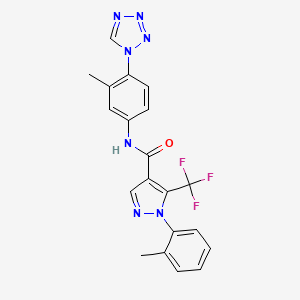 molecular formula C20H16F3N7O B7450453 1-(2-methylphenyl)-N-[3-methyl-4-(tetrazol-1-yl)phenyl]-5-(trifluoromethyl)pyrazole-4-carboxamide 