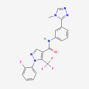 molecular formula C20H14F4N6O B7450459 1-(2-fluorophenyl)-N-[3-(4-methyl-1,2,4-triazol-3-yl)phenyl]-5-(trifluoromethyl)pyrazole-4-carboxamide 