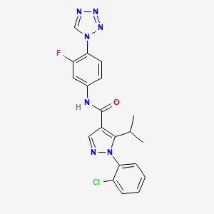 1-(2-chlorophenyl)-N-[3-fluoro-4-(tetrazol-1-yl)phenyl]-5-propan-2-ylpyrazole-4-carboxamide