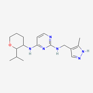 2-N-[(5-methyl-1H-pyrazol-4-yl)methyl]-4-N-(2-propan-2-yloxan-3-yl)pyrimidine-2,4-diamine