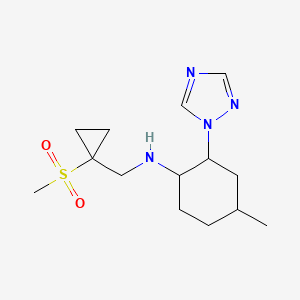 molecular formula C14H24N4O2S B7450592 4-methyl-N-[(1-methylsulfonylcyclopropyl)methyl]-2-(1,2,4-triazol-1-yl)cyclohexan-1-amine 