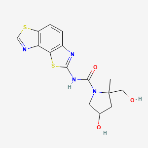 4-hydroxy-2-(hydroxymethyl)-2-methyl-N-([1,3]thiazolo[5,4-e][1,3]benzothiazol-2-yl)pyrrolidine-1-carboxamide