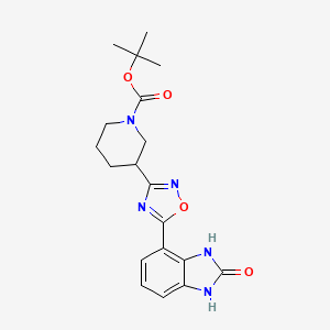molecular formula C19H23N5O4 B7450616 Tert-butyl 3-[5-(2-oxo-1,3-dihydrobenzimidazol-4-yl)-1,2,4-oxadiazol-3-yl]piperidine-1-carboxylate 