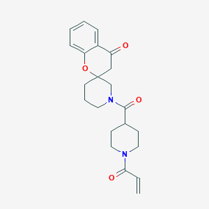 molecular formula C22H26N2O4 B7450648 1'-[1-(Prop-2-enoyl)piperidine-4-carbonyl]-3,4-dihydrospiro[1-benzopyran-2,3'-piperidin]-4-one 