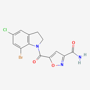 5-(7-Bromo-5-chloro-2,3-dihydroindole-1-carbonyl)-1,2-oxazole-3-carboxamide