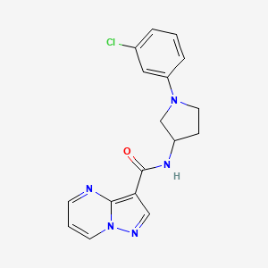 molecular formula C17H16ClN5O B7450695 N-[1-(3-chlorophenyl)pyrrolidin-3-yl]pyrazolo[1,5-a]pyrimidine-3-carboxamide 