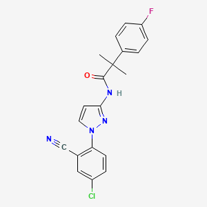 molecular formula C20H16ClFN4O B7450705 N-[1-(4-chloro-2-cyanophenyl)pyrazol-3-yl]-2-(4-fluorophenyl)-2-methylpropanamide 