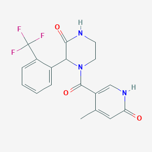 molecular formula C18H16F3N3O3 B7450712 4-(4-methyl-6-oxo-1H-pyridine-3-carbonyl)-3-[2-(trifluoromethyl)phenyl]piperazin-2-one 