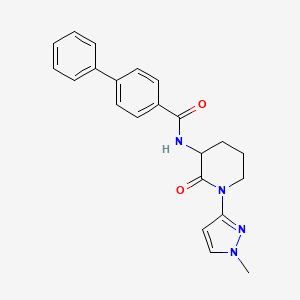 molecular formula C22H22N4O2 B7450776 N-[1-(1-methylpyrazol-3-yl)-2-oxopiperidin-3-yl]-4-phenylbenzamide 