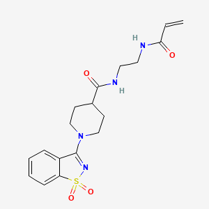 molecular formula C18H22N4O4S B7450824 N-(2-{[1-(1,1-dioxo-1lambda6,2-benzothiazol-3-yl)piperidin-4-yl]formamido}ethyl)prop-2-enamide 