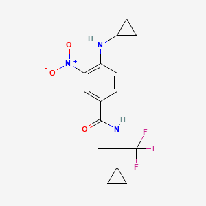 molecular formula C16H18F3N3O3 B7450874 4-(cyclopropylamino)-N-(2-cyclopropyl-1,1,1-trifluoropropan-2-yl)-3-nitrobenzamide 
