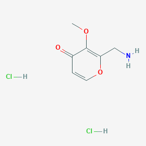 molecular formula C7H11Cl2NO3 B7450940 2-(aminomethyl)-3-methoxy-4H-pyran-4-one dihydrochloride 