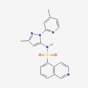 molecular formula C19H17N5O2S B7450978 N-[5-methyl-2-(4-methylpyridin-2-yl)pyrazol-3-yl]isoquinoline-5-sulfonamide 