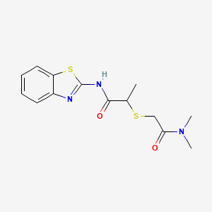 N-(1,3-benzothiazol-2-yl)-2-[2-(dimethylamino)-2-oxoethyl]sulfanylpropanamide