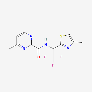 molecular formula C12H11F3N4OS B7450992 4-methyl-N-[2,2,2-trifluoro-1-(4-methyl-1,3-thiazol-2-yl)ethyl]pyrimidine-2-carboxamide 