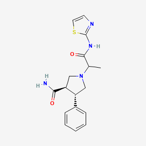 molecular formula C17H20N4O2S B7450994 (3R,4S)-1-[1-oxo-1-(1,3-thiazol-2-ylamino)propan-2-yl]-4-phenylpyrrolidine-3-carboxamide 