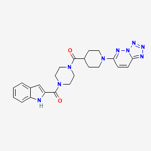 molecular formula C23H25N9O2 B7450997 [4-(1H-indole-2-carbonyl)piperazin-1-yl]-[1-(tetrazolo[1,5-b]pyridazin-6-yl)piperidin-4-yl]methanone 