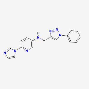 molecular formula C17H15N7 B7451032 6-imidazol-1-yl-N-[(1-phenyltriazol-4-yl)methyl]pyridin-3-amine 