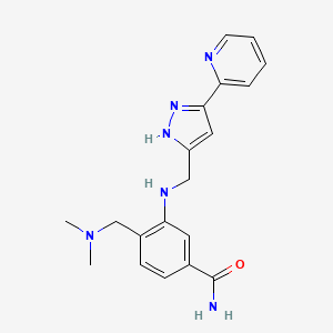 molecular formula C19H22N6O B7451068 4-[(dimethylamino)methyl]-3-[(3-pyridin-2-yl-1H-pyrazol-5-yl)methylamino]benzamide 
