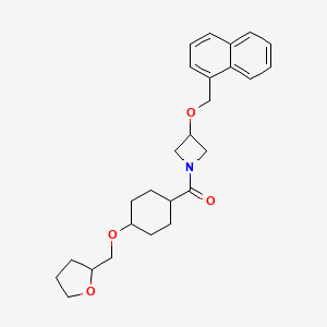 molecular formula C26H33NO4 B7451070 [3-(Naphthalen-1-ylmethoxy)azetidin-1-yl]-[4-(oxolan-2-ylmethoxy)cyclohexyl]methanone 