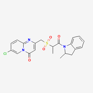 molecular formula C21H20ClN3O4S B7451074 7-Chloro-2-[[1-(2-methyl-2,3-dihydroindol-1-yl)-1-oxopropan-2-yl]sulfonylmethyl]pyrido[1,2-a]pyrimidin-4-one 