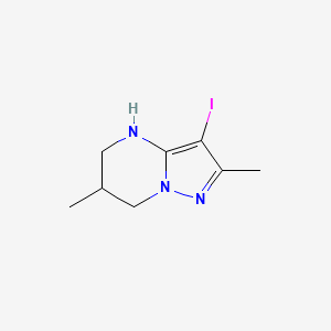 molecular formula C8H12IN3 B7451081 3-iodo-2,6-dimethyl-4H,5H,6H,7H-pyrazolo[1,5-a]pyrimidine 