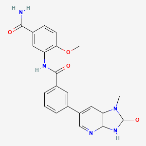 molecular formula C22H19N5O4 B7451097 4-methoxy-3-[[3-(1-methyl-2-oxo-3H-imidazo[4,5-b]pyridin-6-yl)benzoyl]amino]benzamide 