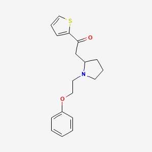 molecular formula C18H21NO2S B7451115 2-[1-(2-Phenoxyethyl)pyrrolidin-2-yl]-1-thiophen-2-ylethanone 