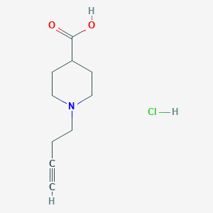 molecular formula C10H16ClNO2 B7451124 1-(But-3-yn-1-yl)piperidine-4-carboxylic acid hydrochloride 