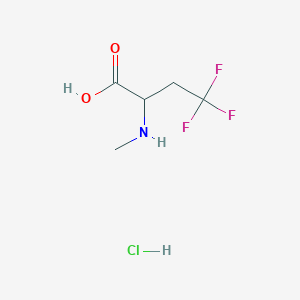 molecular formula C5H9ClF3NO2 B7451147 4,4,4-Trifluoro-2-(methylamino)butanoic acid hydrochloride 