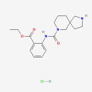 molecular formula C18H26ClN3O3 B7451276 Ethyl 2-(2,7-diazaspiro[4.5]decane-7-carbonylamino)benzoate;hydrochloride 